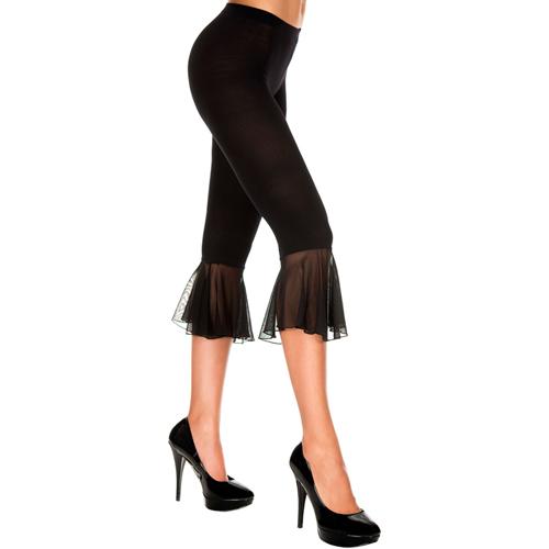 Music Legs Leggings mit Schlag aus Netz Capri SCHWARZ - Farbe: Schwarz