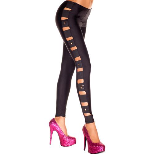 Music Legs Elastan Leggings mit Nieten - Farbe: Schwarz