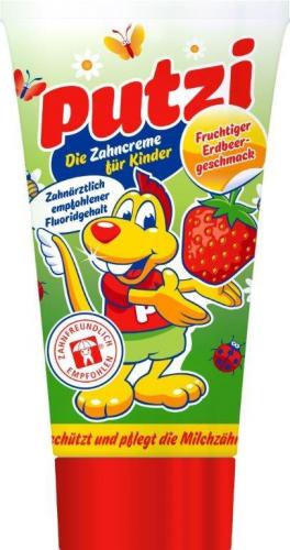 Putzi Zahncreme f�r Kinder Erdbeere Geschmack Zahnpasta 50ml