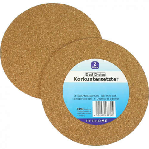 Best Choice Korkuntersetzer 2er rund, 19 x 0,4 cm