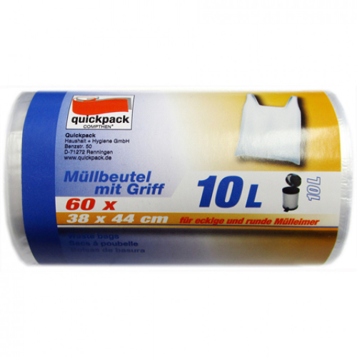 quickpack Mllbeutel 10L 60er mit Griff 38x44x12cm