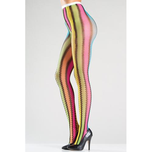 Be Wicked Strumpfhose in Regenbogenfarben mit Zickzackstreifen - Farbe: Verschiedene Farben - Groesse: One Size