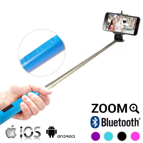 Bluetooth Selfie-Monopod mit Zoom - Farbe: Rosa
