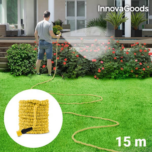 InnovaGoods Dehnbarer Gartenschlauch - Lnge: 15 m in gelb