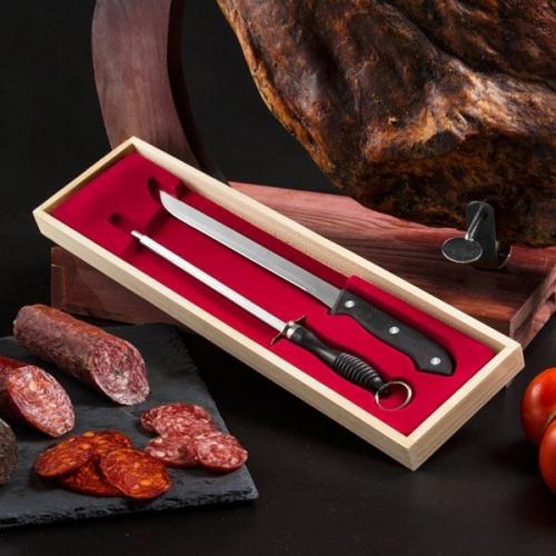 InnovaGoods Schinkenmesser und Schrfer mit Holzetui