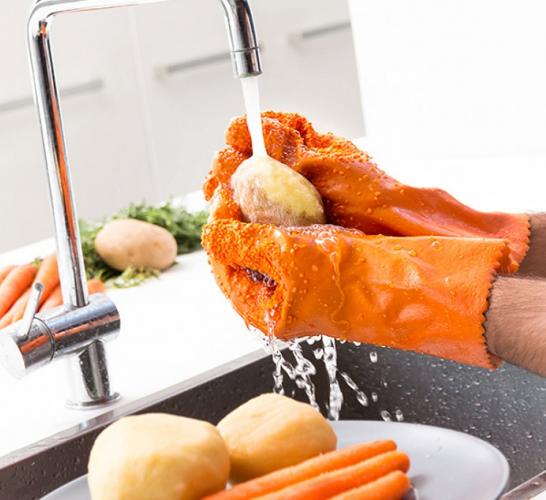 InnovaGoods Reinigungs- und Schl-Handschuhe fr Obst und Gemse
