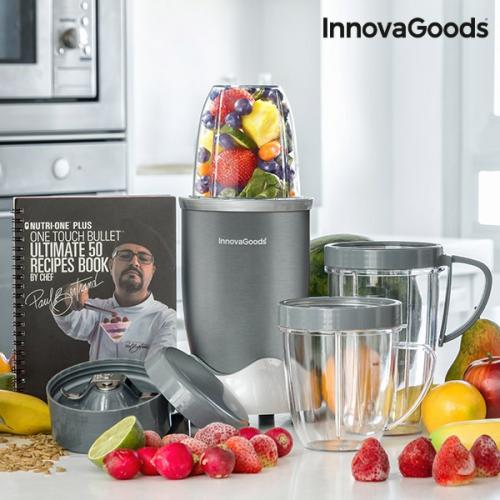InnovaGoods NutriOne Touch Standmixer mit Rezeptbuch 600W Grau