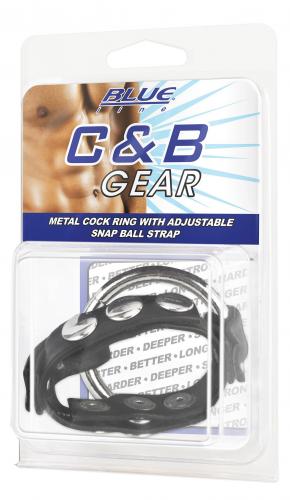 Blue Line BLUE LINE C&B GEAR Metal Cock Ring With Adjust. Snap Ball Strap