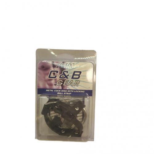 Blue Line BLUE LINE C&B GEAR Metal Cock Ring With Locking Ball Strap