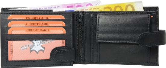 Impex Geldb�rse Nappa-Leder Scheintasche mit Au�enriegel schwarz