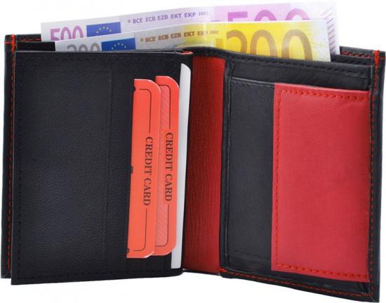 Impex Geldb�rse Nappa-Leder Kombib�rse schwarz/tan schwarz/rot - Auswahl: Geldb�rse Nappa-Leder Kombib�rse schwarz/rot 2