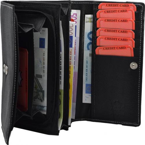 Impex Damenb�rse Geldbeutel Geldb�rse Portmonee Portemonnaie Echt Leder Schwarz