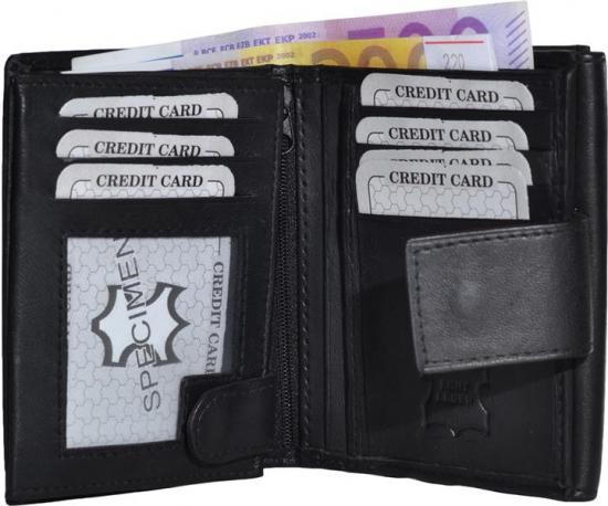 Impex Damenb�rse Echt-Leder mit gro�em Au�enriegel schwarz