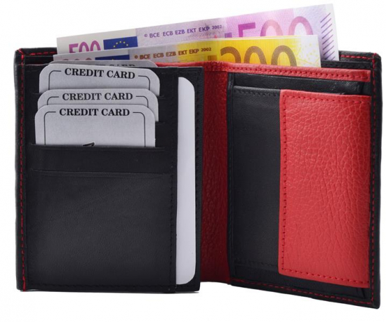 Impex Geldb�rse Nappa-Leder Kombib�rse schwarz/tan schwarz/rot - Auswahl: Geldb�rse Nappa-Leder Kombib�rse schwarz/rot 1