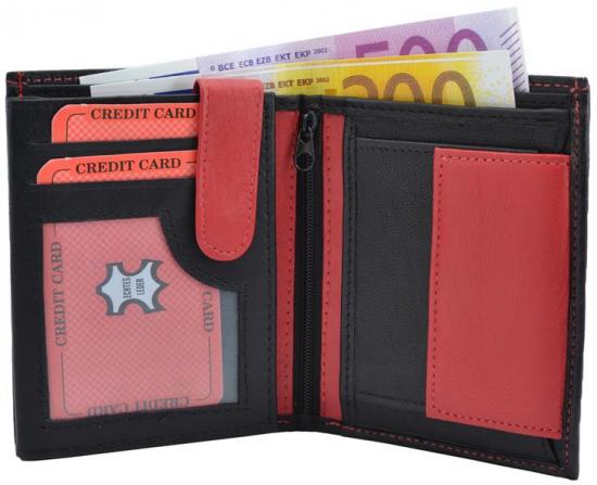 Impex Geldb�rse Nappa-Leder Kombib�rse schwarz/rot