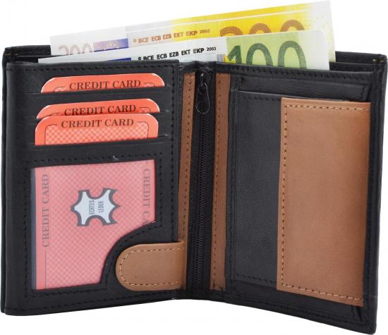 Impex Geldb�rse Nappa-Leder Kombib�rse schwarz/tan