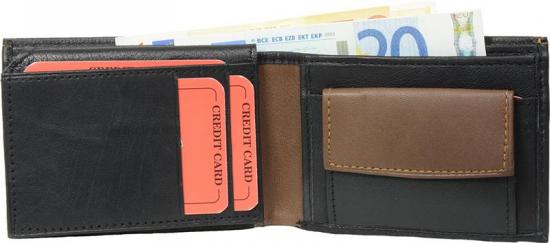 Impex Geldb�rse Nappa-Leder Scheintasche (klein) schwarz/tan