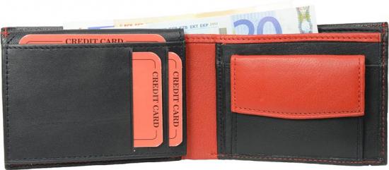 Impex Geldb�rse Nappa-Leder Scheintasche (klein) schwarz/rot