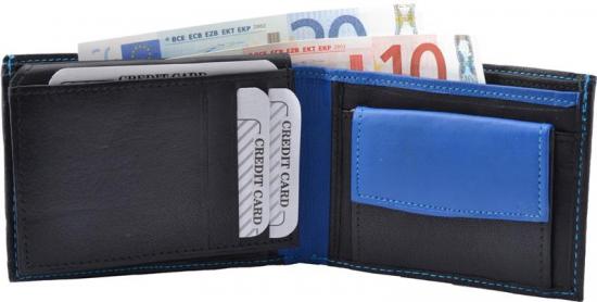 Impex Geldb�rse Nappa-Leder Scheintasche (klein) schwarz/blau