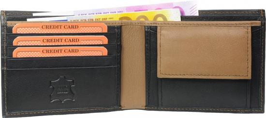 Impex Geldb�rse Nappa-Leder Scheintasche schwarz/tan