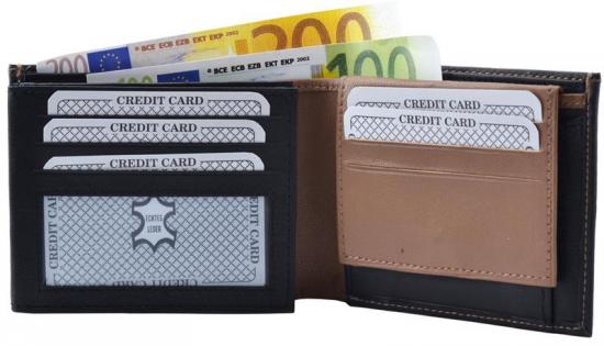 Impex Geldb�rse Nappa-Leder Scheintasche schwarz/tan