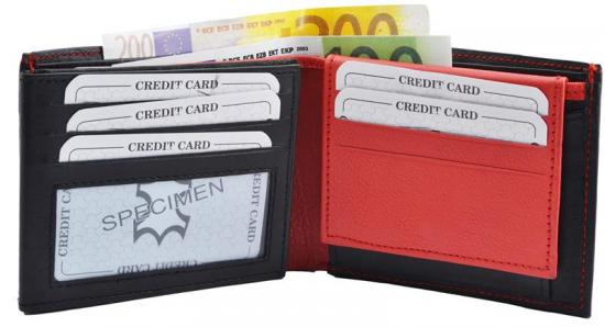 Impex Geldb�rse Nappa-Leder Scheintasche schwarz/rot