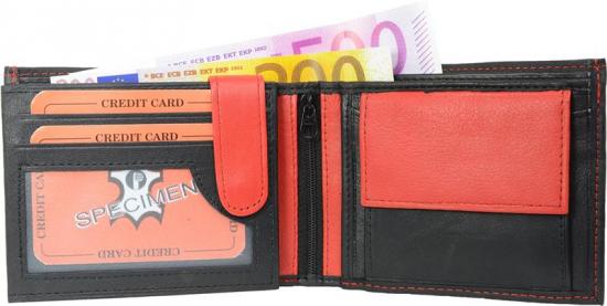 Impex Geldb�rse Nappa-Leder Scheintasche schwarz/rot