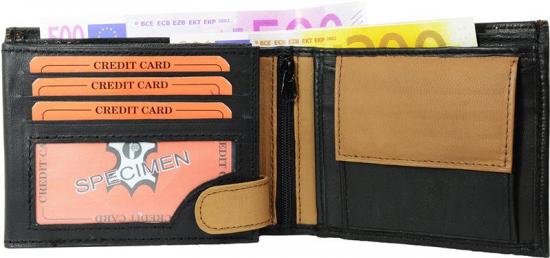 Impex Geldb�rse Nappa-Leder Scheintasche schwarz/tan