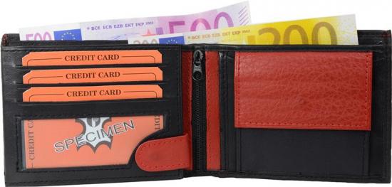 Impex Geldb�rse Nappa-Leder Scheintasche schwarz/rot