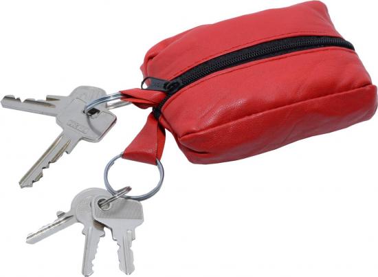 Impex Schl�sseltasche Schl�sselb�rse 2 Rei�verschlussf�chern Nappa Leder rot