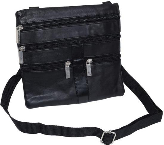 Impex Schultertasche Brustbeutel (Neck-Wallet) Nappa Leder schwarz Tasche Unisex