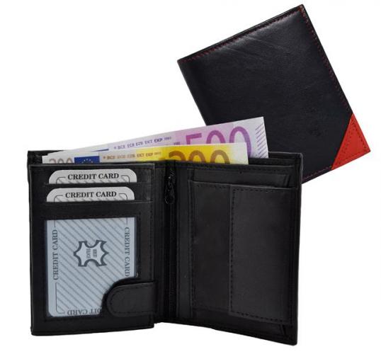 Impex Geldb�rse Nappa-Leder Kombib�rse schwarz/rot Corner