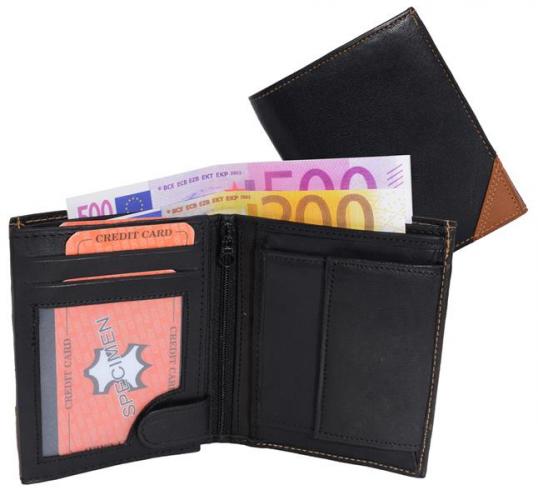 Impex Geldb�rse Nappa-Leder Kombib�rse schwarz/tan Corner