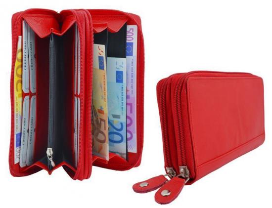 Impex Damenb�rse Geldbeutel Geldb�rse Portmonee Portemonnaie Echt Leder Rot