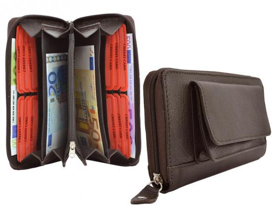 Impex Damenb�rse Geldbeutel Geldb�rse Portmonee Portemonnaie Echt Leder Braun