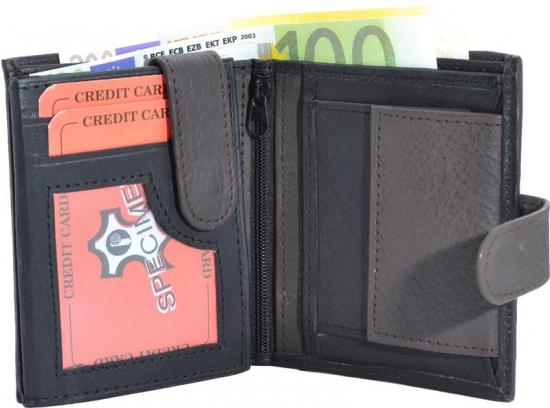 Impex Geldb�rse Nappa-Leder mit Au�enriegel schwarz/dunkelbraun