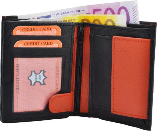 Impex Geldb�rse Nappa-Leder Kombib�rse schwarz/hellrot