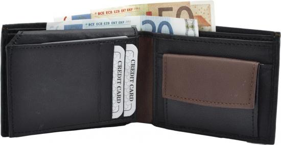 Impex Geldb�rse Nappa-Leder Scheintasche (klein) schwarz/dunkelbraun