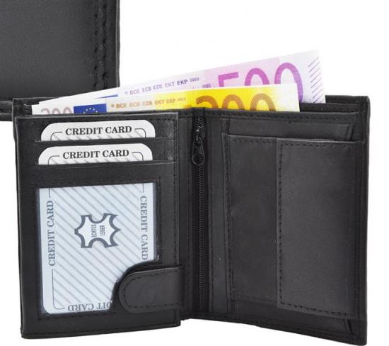 Impex Geldb�rse Nappa-Leder Kombib�rse schwarz mit Doppelnaht