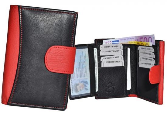 Impex Mittlere Damenb�rse Rind Leder schwarz/rot