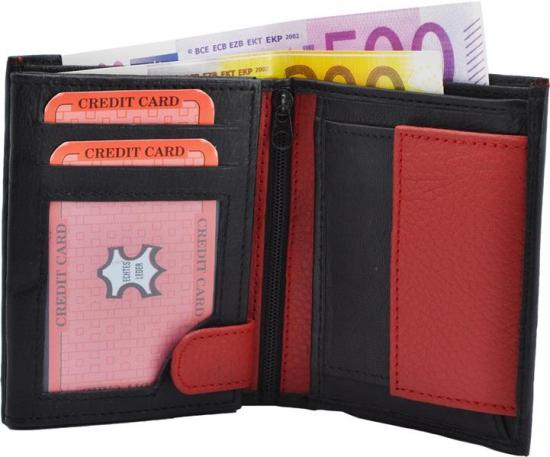 Impex Geldb�rse Nappa-Leder Kombib�rse schwarz/rot