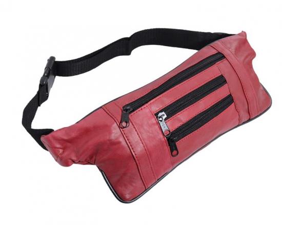Impex Schmale Bauchtasche Nappa Leder bordo
