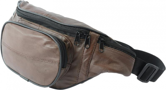 Impex Bauchtasche mit Fronttasche verschiedene Farben und Varianten  - Variante: Bauchtasche mit Fronttasche Rei�verschluss Nappa Leder dunkel-tan