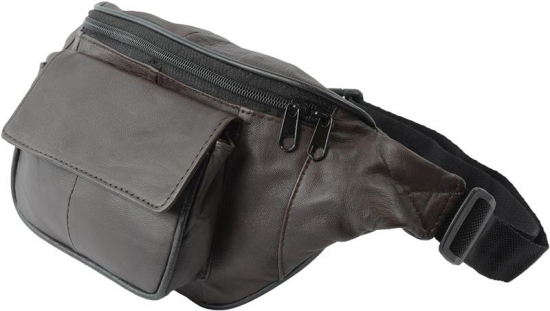 Impex Bauchtasche mit Fronttasche verschiedene Farben und Varianten  - Variante: Bauchtasche mit Fronttasche Klettverschluss Nappa Leder braun