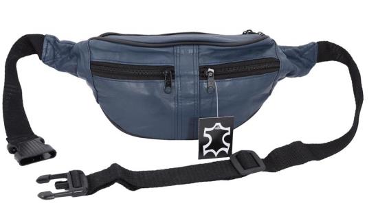 Impex Bauchtasche mit 2 Front-Rei�verschl�ssen Nappa Leder navy blau