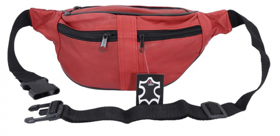 Impex Bauchtasche mit 2 Front-Rei�verschl�ssen Nappa Leder rot