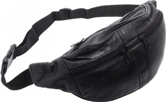 Impex Bauchtasche mit 2 Front-Rei�verschl�ssen Nappa Leder schwarz