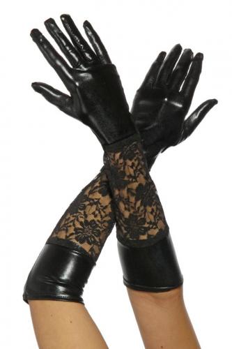 Atixo Wetlook-Handschuhe mit Spitze - Farbe: schwarz - Groesse: One Size
