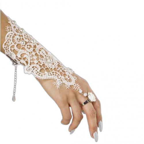 Atixo floraler Handschmuck Stickerei - Farbe: wei� 2 - Gr��e: unisex