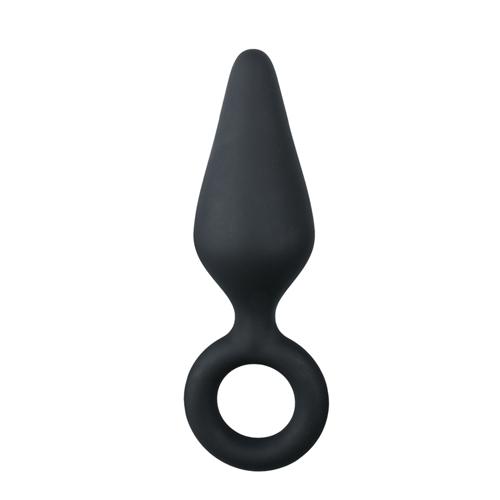 Easytoys Anal Collection Schwarze Buttplugs mit Zugring Mittlere Gr��e - Farbe: Schwarz